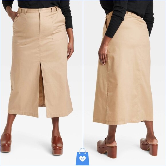 XXL - Womens Utility Maxi Skirt - A New Day - Tan - Picture 1 of 5